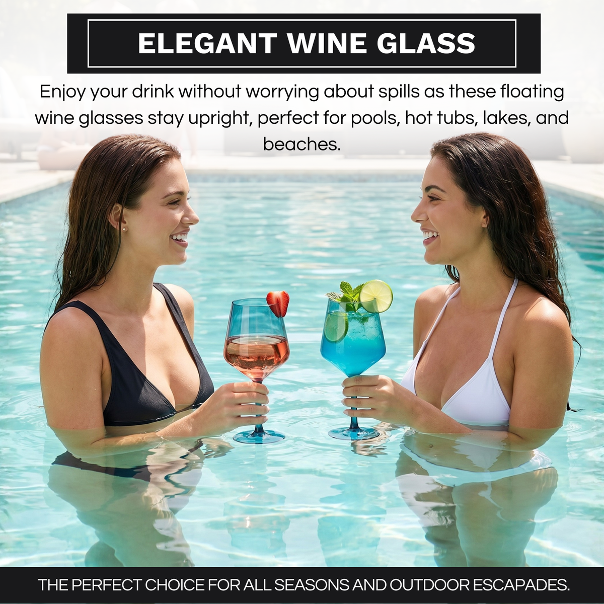 Floating Wine Glasses For Pool Set Of 2 15 Oz Shatterproof Poolside Wine Glasses Tritan Plastic Reus