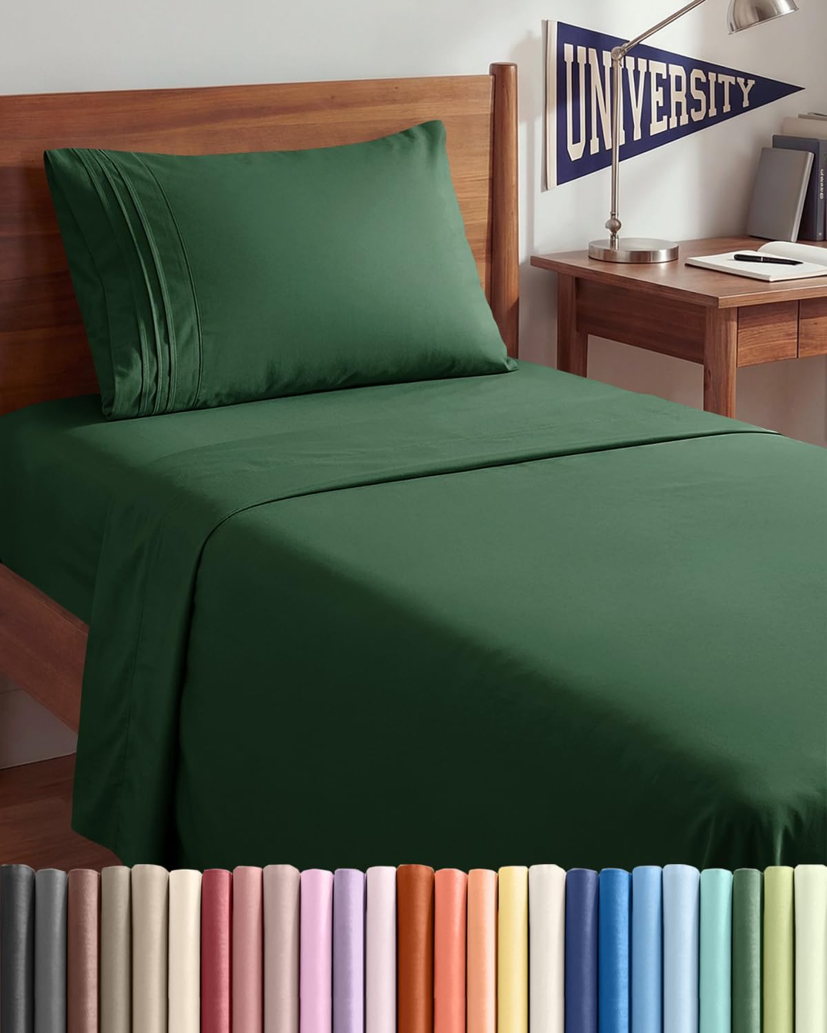 Queen Size 4 Piece Sheet Set - Breathable & Cooling Sheets - Blue Stripes