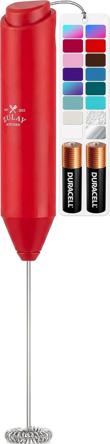 Zulay Kitchen Milk Frother Handheld Electric Whisk – Frother Wand, Durable Drink Mixer, Coffee Frother, Hand Blender, Frother for Protein Powder, Matcha & More - Black