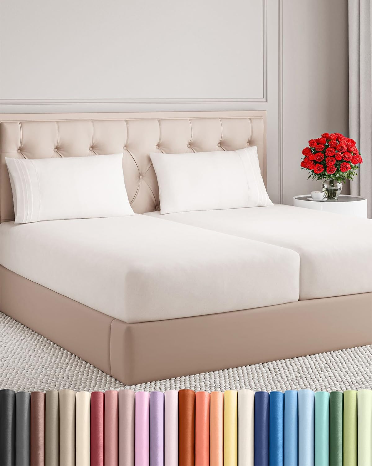 Queen Size 4 Piece Sheet Set - Breathable & Cooling Sheets - Blue Stripes