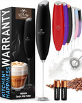 Zulay Kitchen Milk Frother Handheld Electric Whisk – Frother Wand, Durable Drink Mixer, Coffee Frother, Hand Blender, Frother for Protein Powder, Matcha & More - Black