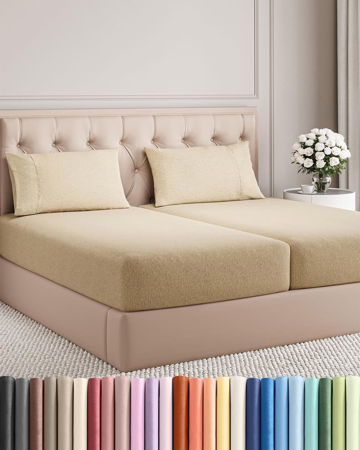 Queen Size 4 Piece Sheet Set - Breathable & Cooling Sheets - Blue Stripes