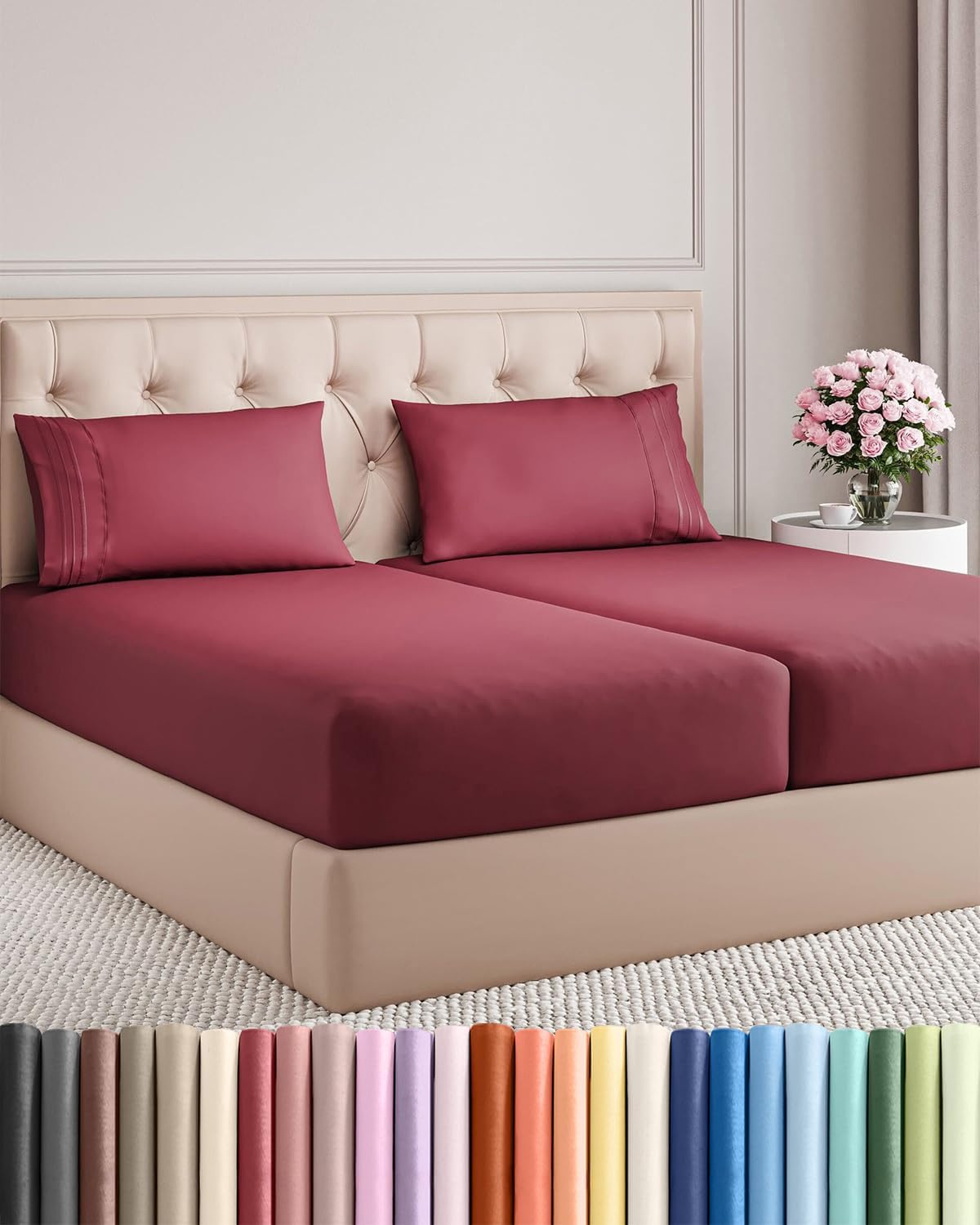 Queen Size 4 Piece Sheet Set - Breathable & Cooling Sheets - Blue Stripes