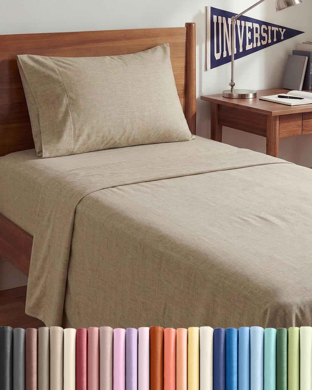 Queen Size 4 Piece Sheet Set - Breathable & Cooling Sheets - Blue Stripes
