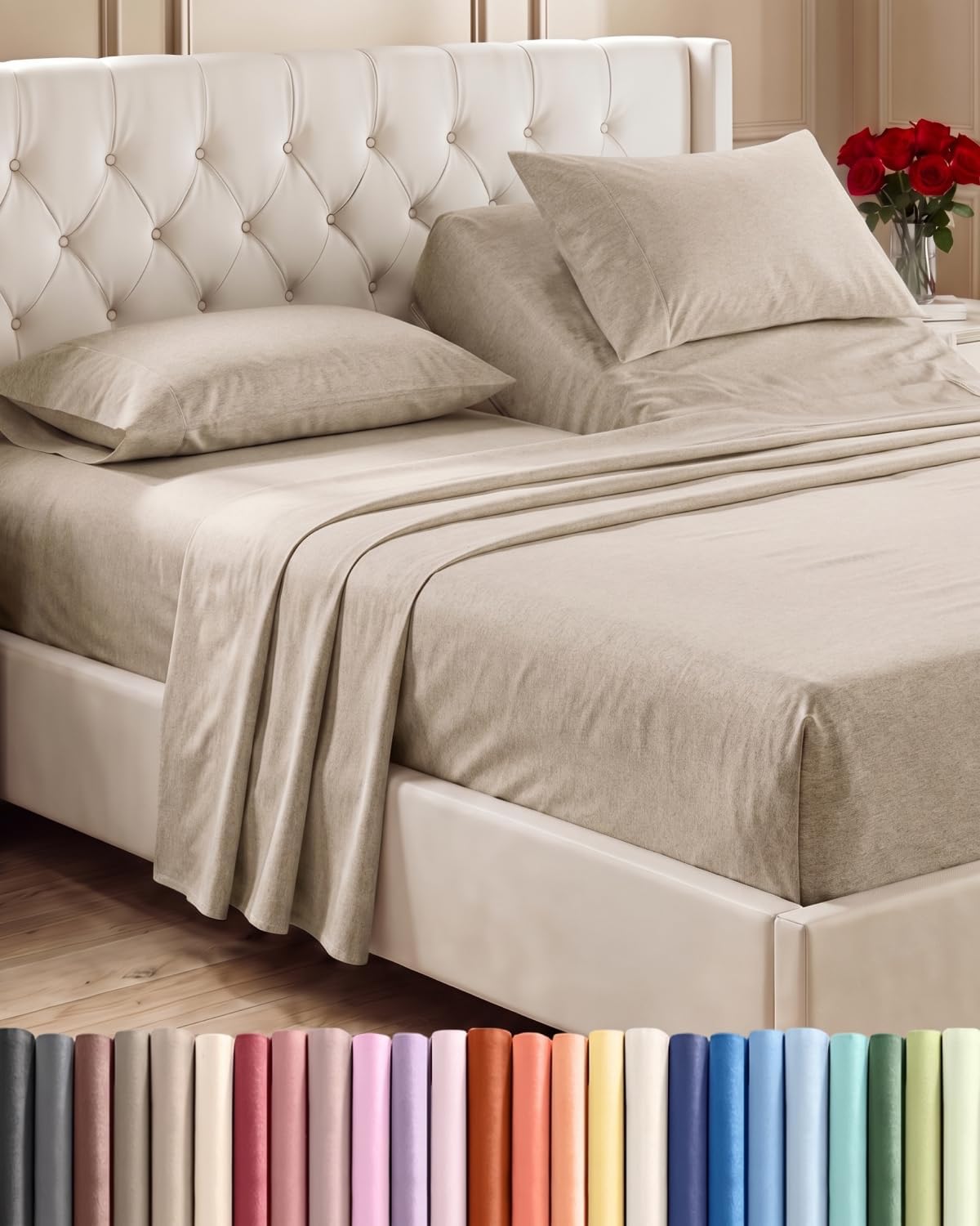 Queen Size 4 Piece Sheet Set - Breathable & Cooling Sheets - Blue Stripes