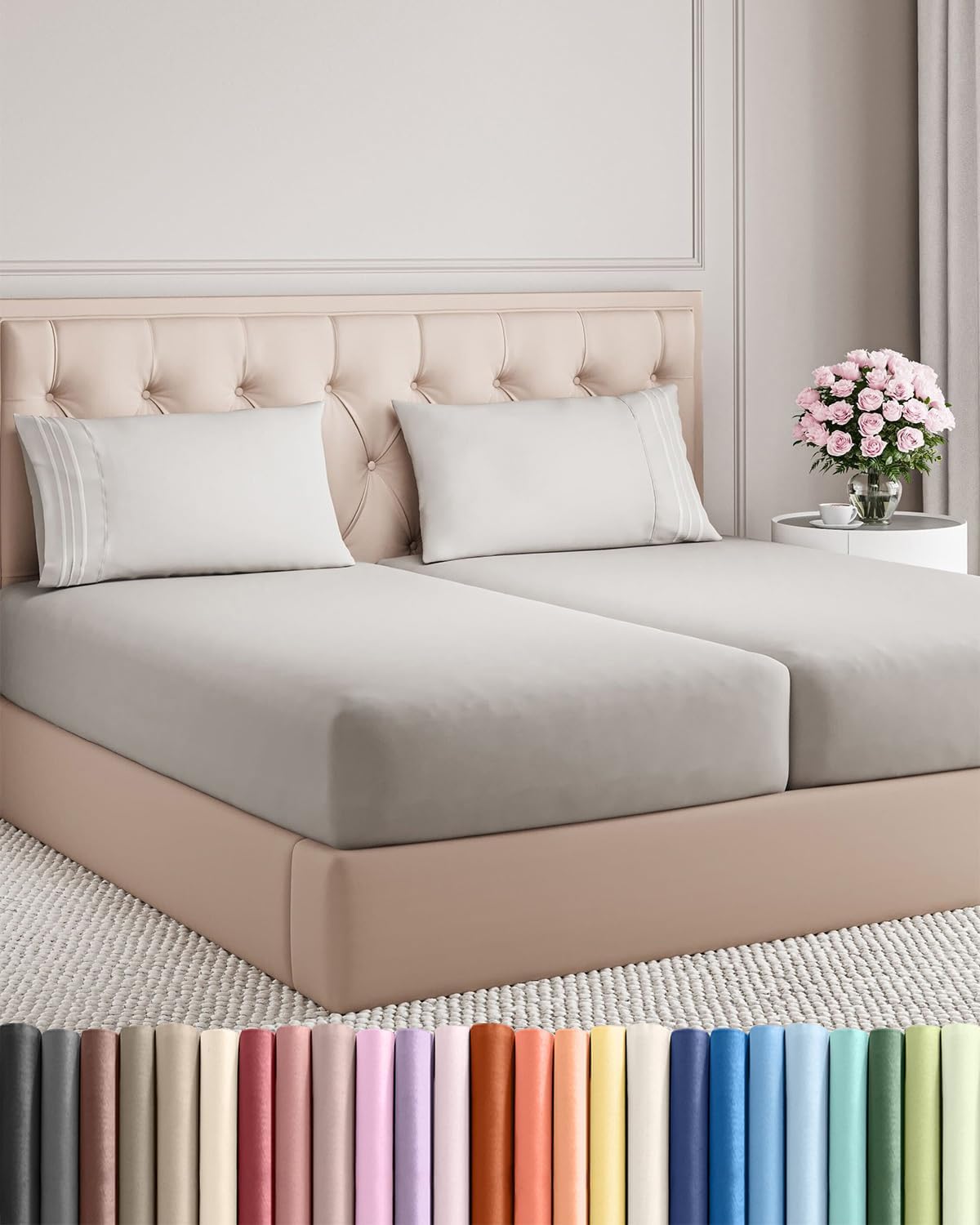 Queen Size 4 Piece Sheet Set - Breathable & Cooling Sheets - Blue Stripes