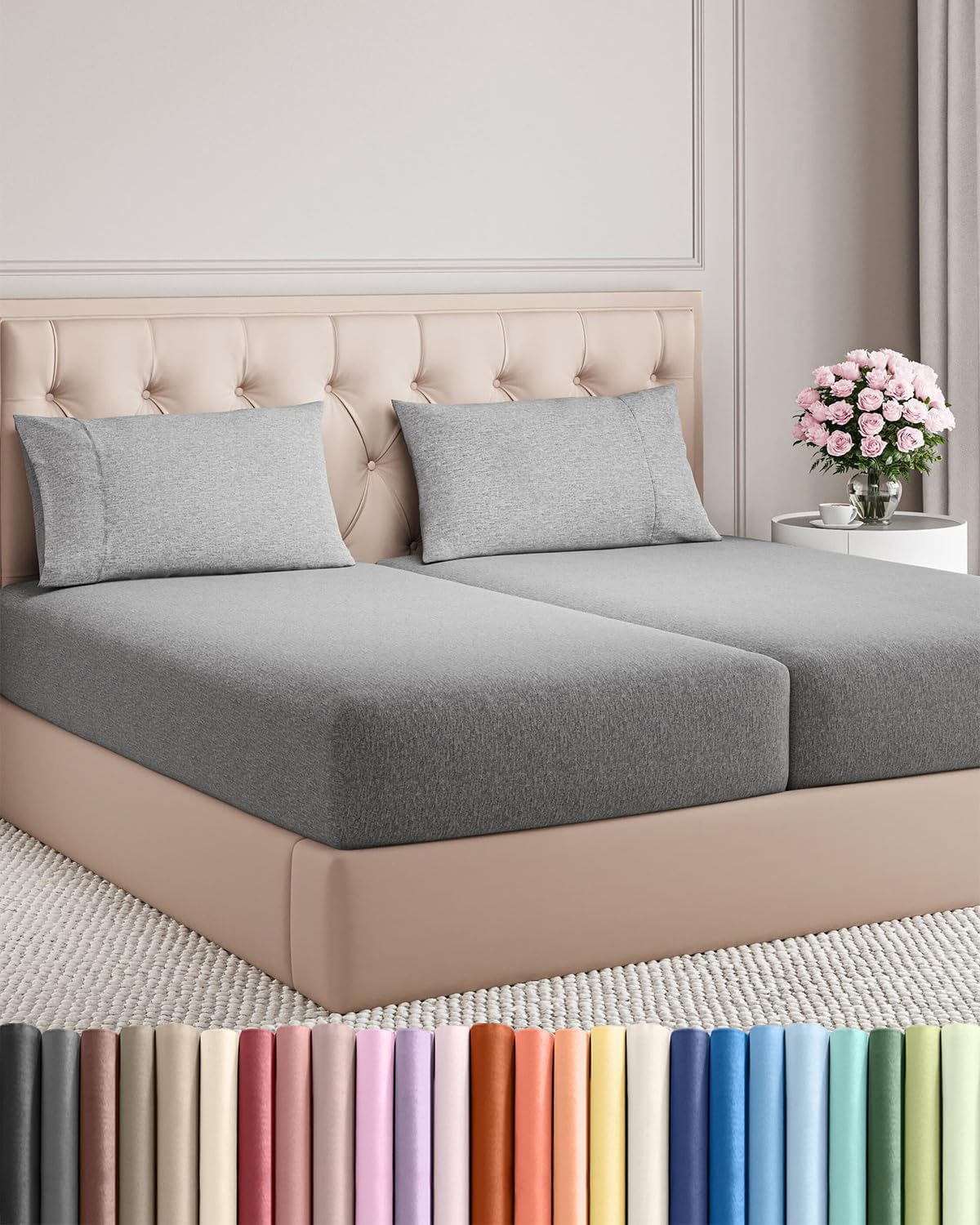 Queen Size 4 Piece Sheet Set - Breathable & Cooling Sheets - Blue Stripes