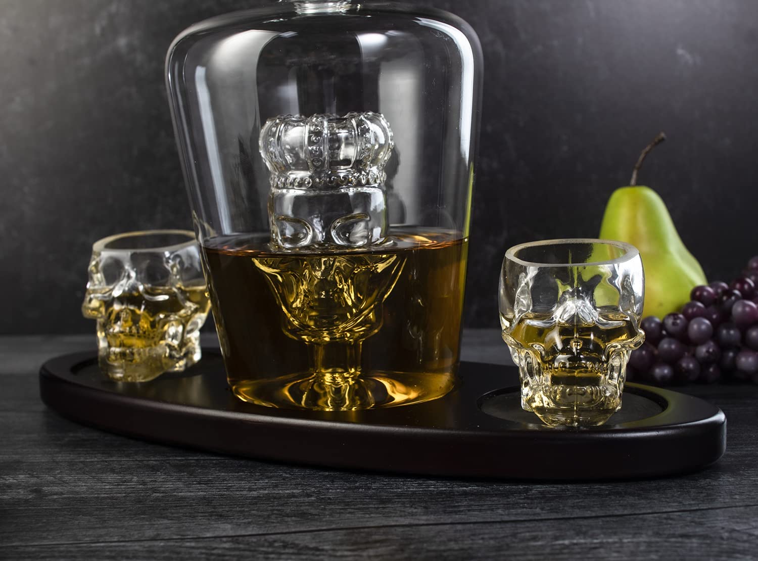 Skull Crown Decanter In Bottle Skull Head With 2 Skull Glasses By 750ML Skull Bottle