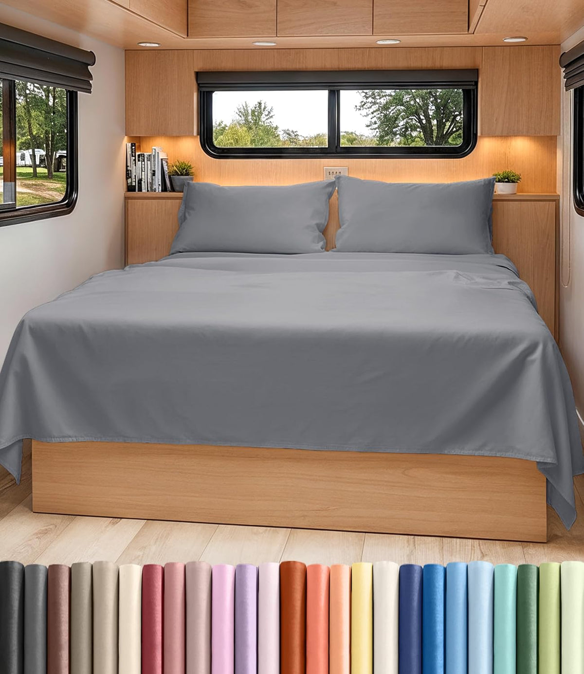 Queen Size 4 Piece Sheet Set - Breathable & Cooling Sheets - Blue Stripes