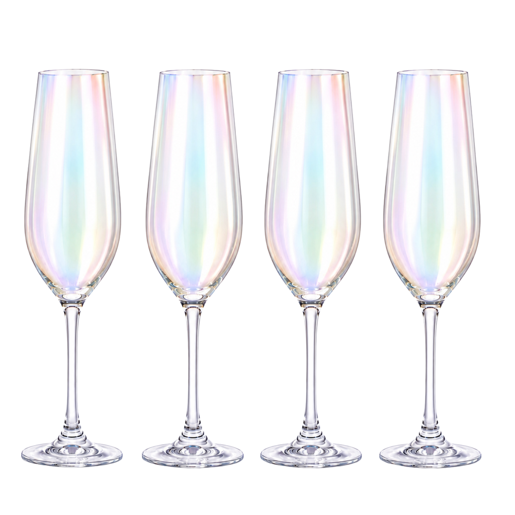 Iridescent Champagne Glasses Premium Barware Gift Elegant Drinkware Collection