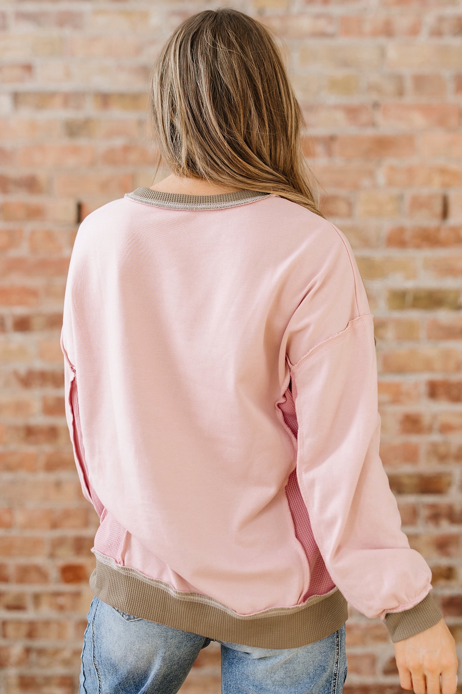 Lina Waffle Patchwork Oversize Sweatshirt
