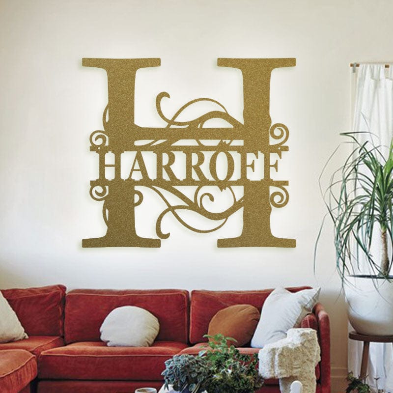 Split Letter Monogram - Metal Sign